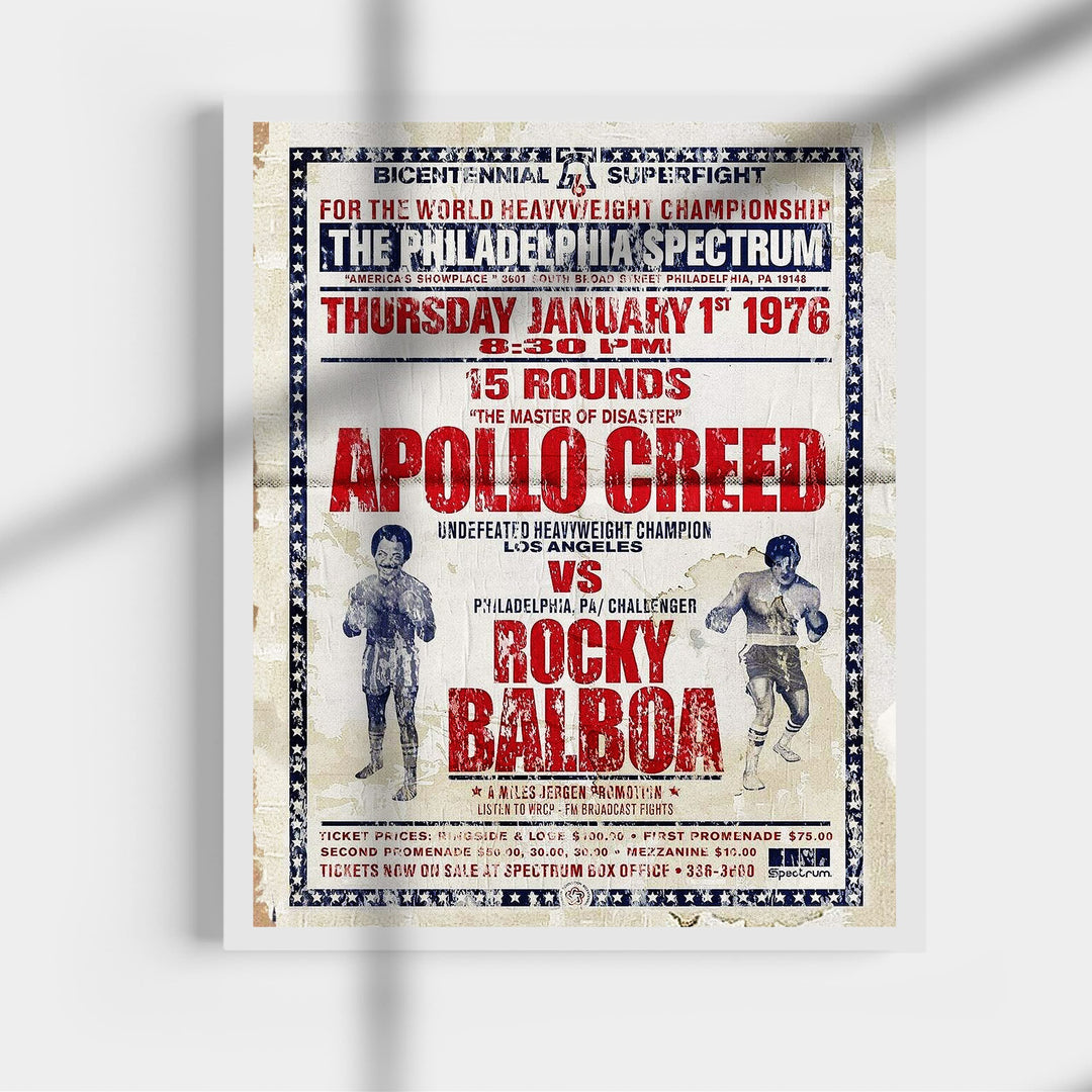 Apollo Creed vs Rocky Balboa Vintage Boxing Movie Wall Sign -11 x 14" Distressed Poster Print-Ready to Frame. Home-Office-Gym-Locker Room Decor. Perfect Gift for Fans! Printed on Photo Paper.