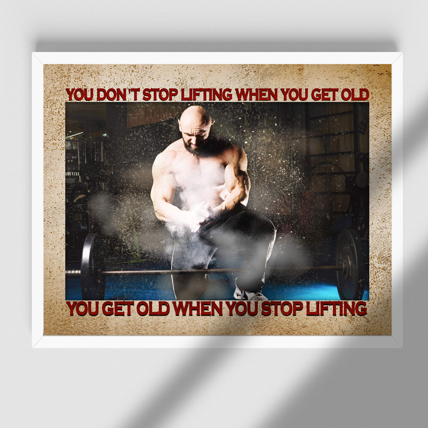 You Get Old When You Stop Lifting Motivational Quotes Exercise Wall Art -14x11" Inspirational Fitness Poster Print-Ready to Frame. Positive Decor for Home-Gym-Weight Room. Great Gift of Motivation!