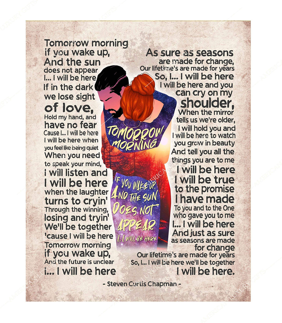 Steven Curtis Chapman-"I Will Be Here"-Song Lyric Wall Art Sign -11 x 14" Distressed Parchment Music Print-Ready to Frame. Home-Studio-Bar-Man Cave Decor. Perfect Gift for Christian Music Fans!