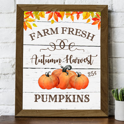 Autumn Harvest-Farm Fresh Pumpkins-Vintage Fall Wall Art Decor-8 x 10" Rustic Farmhouse Pumpkin Print -Ready to Frame. Perfect for Home-Halloween-Thanksgiving Decor! Printed on Photo Paper.