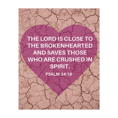 The Lord Saves Those Crushed in Spirit Psalm 34:18 Bible Verse Wall Art-8x10" -Modern Typographic Design. Scripture Print-Ready to Frame. Home-Office-Church D?cor. Wonderful Gift to Inspire Faith!