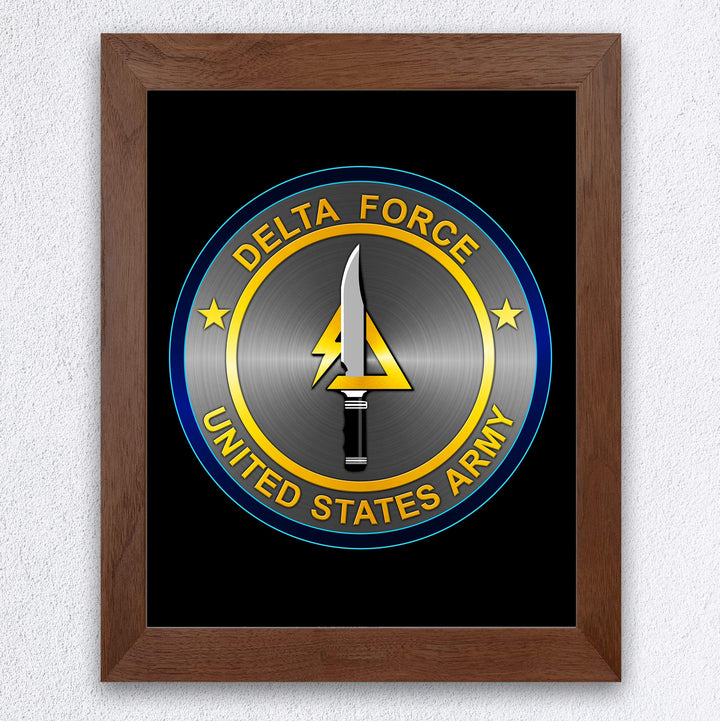 United States Army Delta Force Logo Poster Print- 8 x 10"- Wall Art Print- Ready to Frame. Patriotic Home-Office-Military Decor. Perfect Gift for Those Who Served. Display Your Pride- Go Army!