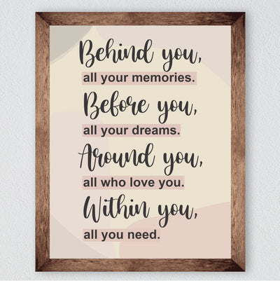 Behind-Before-Around-Within You- All You Need- Inspirational Quotes Wall Art -8 x 10" Motivational Typography Print -Ready to Frame. Perfect Home-Office-Classroom-Inspiration Decor. Great Gift!