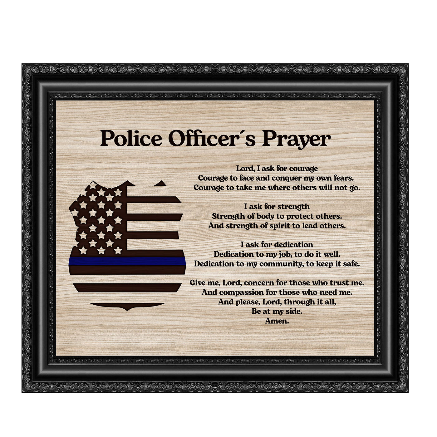 Police Officer's Prayer Rustic Inspirational Wall Art-10x8" Motivational Thin Blue Line Print-Ready to Frame. Home-Office-Garage-Cave Decor. Great Gift for Law Enforcement! Printed on Photo Paper.