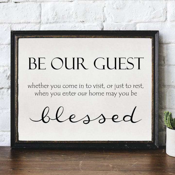 Be Our Guest-Inspirational Welcome Sign Wall Art -14 x 11" Rustic Farmhouse Print-Ready to Frame. Modern Typographic Design. Home-Guest Room-Patio-Lake-Beach House Decor. Great Housewarming Gift!