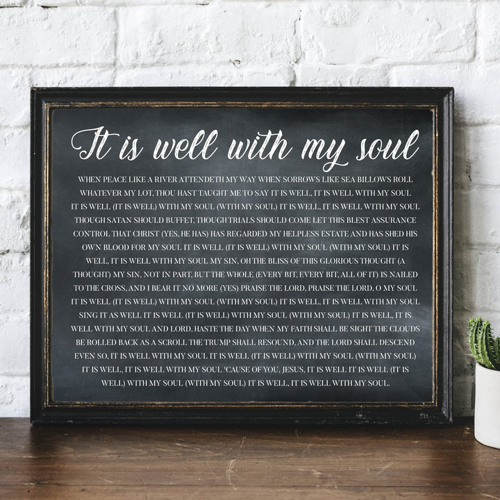 It Is Well With My Soul Christian Hymn Music Wall Art -14 x11" Inspirational Scripture Song Lyrics Word Art Print -Ready to Frame. Classic Hymnal Decoration for Home-Office-Religious Decor &amp; Gifts!