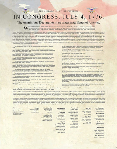 Constitution, Declaration of Independence, & Bill of Rights-set of (3) -11 x 14" Patriotic Wall Prints -Ready To Frame. Ivory Parchment Replica w/American Flag. Home-Office-School-Library Decor!