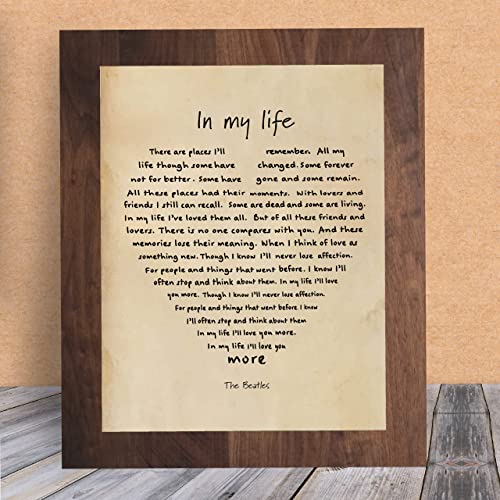 The Beatles" In My Life" Song Lyrics Wall Art- 8 x 10"