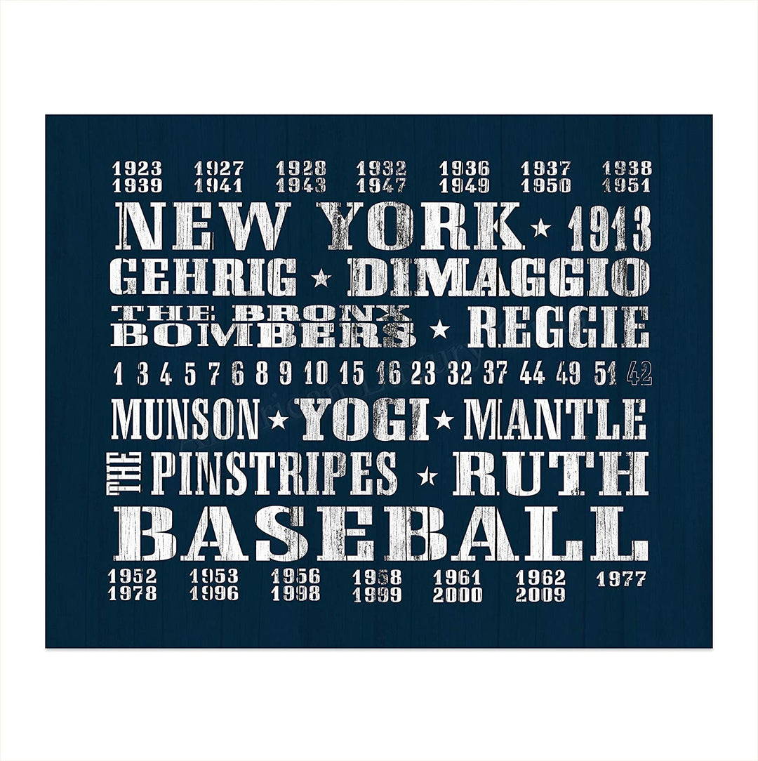 "New York Yankees-Baseball"-Vintage MLB Players Poster Print- 10 x 8"