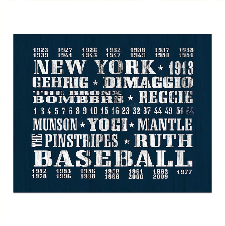 "New York Yankees-Baseball"-Vintage MLB Players Poster Print- 10 x 8"