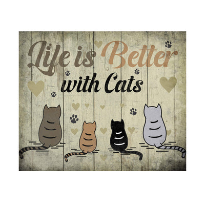 Life Is Better With Cats Funny Cat Wall Sign-10 x 8" Typographic Art Print w/Cat Images-Ready to Frame. Home-Office-Desk-Vet Clinic Decor. Great Gift for All Pet Lovers! Printed on Photo Paper.