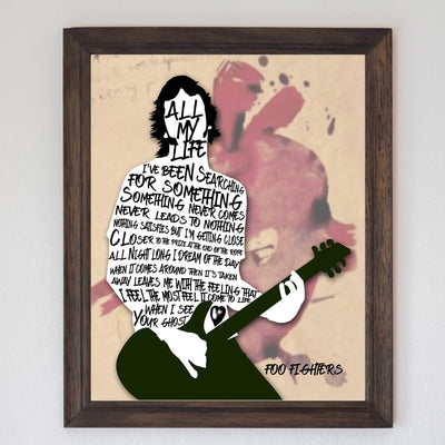 Foo Fighters-?All My Life?-Song Lyrics Wall Decor-8 x 10" Rock Music Poster Print w/Silhouette Word Art-Ready to Frame. Modern Home-Office-Studio-Bar-Cave D?cor. Perfect Gift for All Foo Fans!