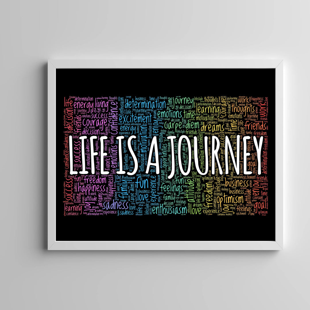 "Life Is A Journey" Inspirational Quotes Wall Decor -14 x 11" Motivational Word Art Print -Ready to Frame. Home-Office-Classroom-Work Decor. Encouraging Words for Motivation &amp; Inspiration!