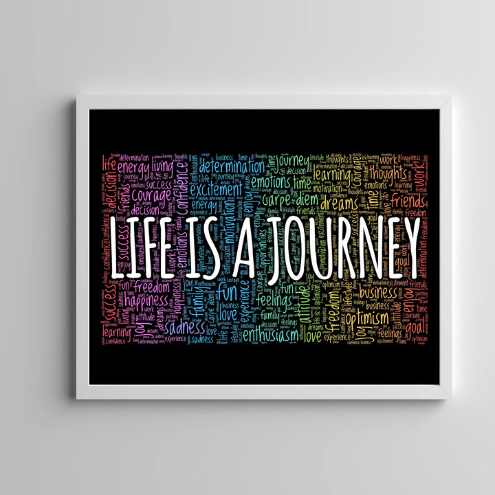 "Life Is A Journey" Inspirational Quotes Wall Decor -14 x 11" Motivational Word Art Print -Ready to Frame. Home-Office-Classroom-Work Decor. Encouraging Words for Motivation &amp; Inspiration!