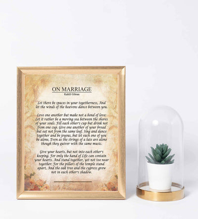 On Marriage-Kahlil Gibran Poster Print- 8 x 10"-Ready to Frame. Inspirational Wall Decor for Home-Office-Studio. Perfect Keepsake For Spouse-Life Partners-BFF. Great Engagement-Bridal-Wedding Gift.