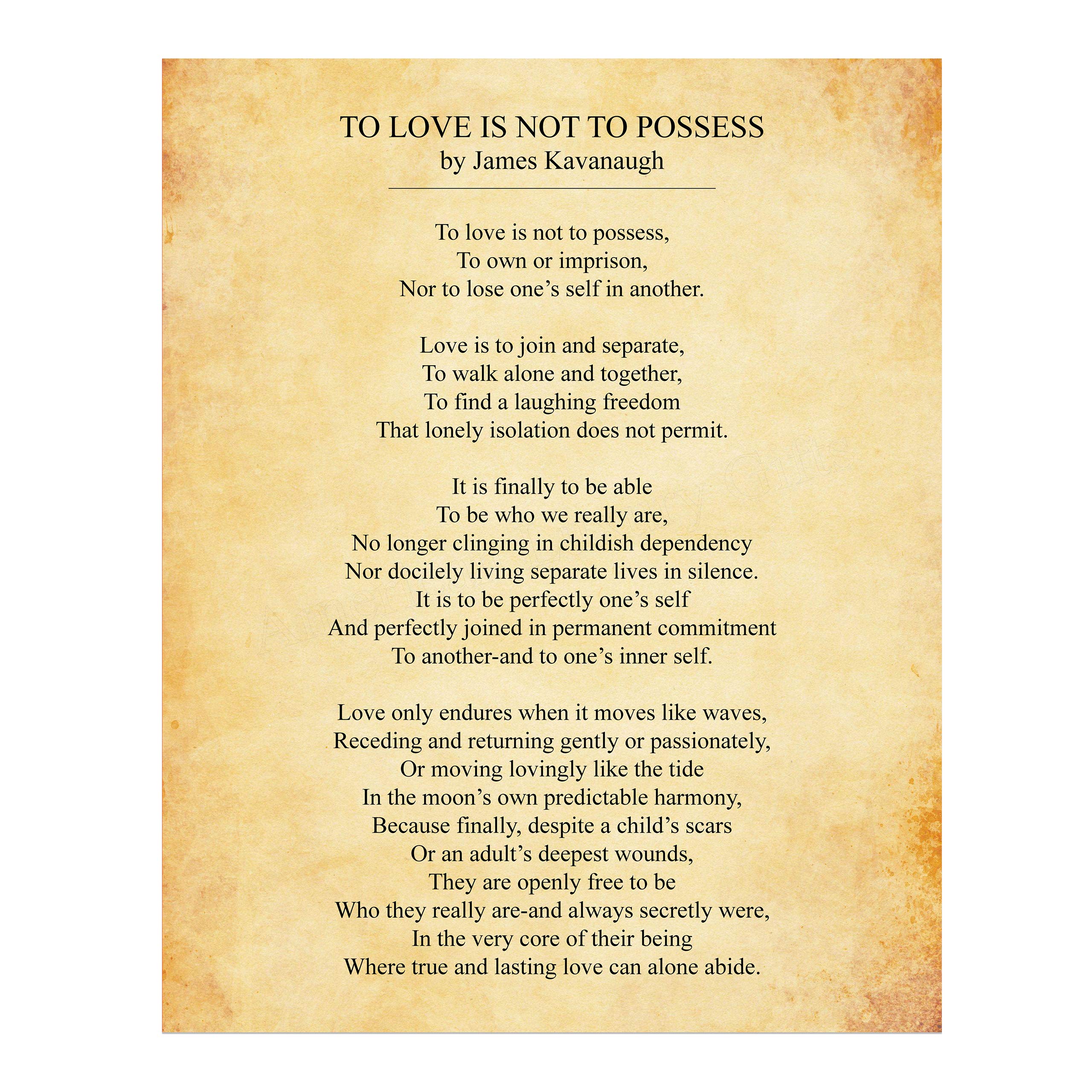 To Love Is Not To Possess-Poetic Wall Art Decor -11 x 14