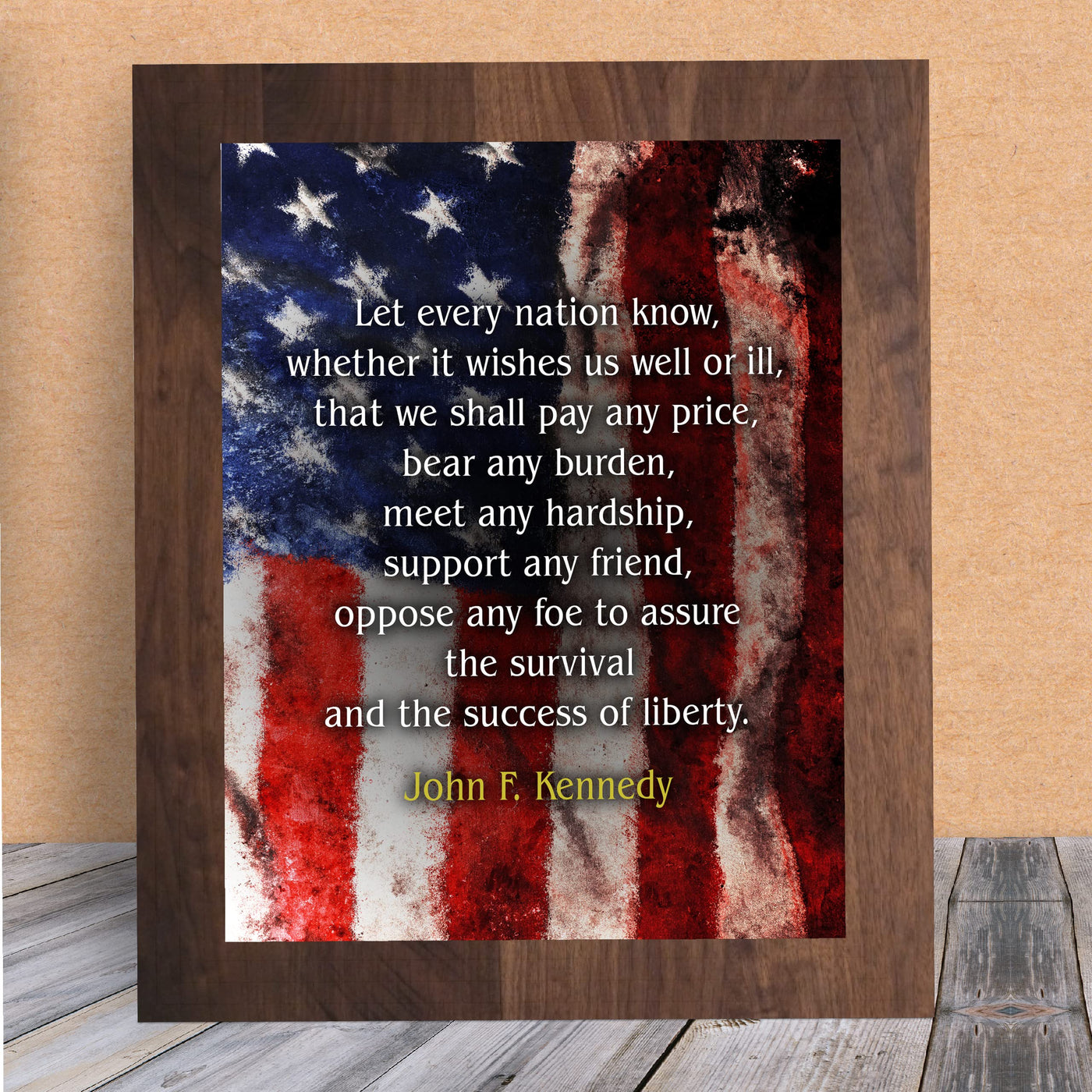 John F. Kennedy-"Let Every Nation Know-Pay Any Price"-Political Quotes Wall Art -8 x 10" JFK American Flag Print-Ready to Frame. Patriotic Home-Office-School-Library Decor! Great Historical Gift!