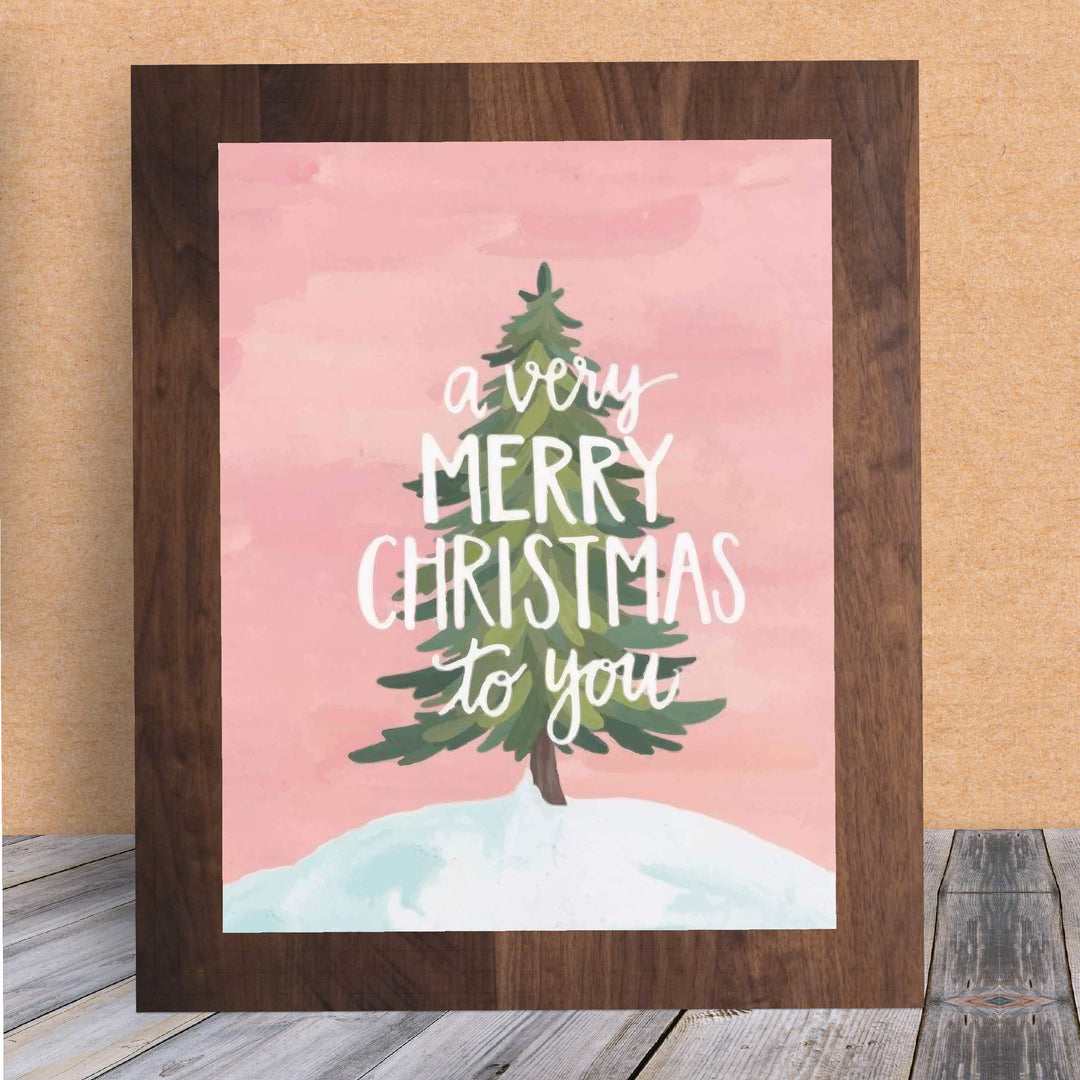 A Very Merry Christmas to You Christmas Tree Decor Wall Art-8 x 10" Modern Holiday Art Print-Ready to Frame. Festive Home-Kitchen-Farmhouse-Christian Decor. Perfect Winter Welcome Sign! Great Gift!