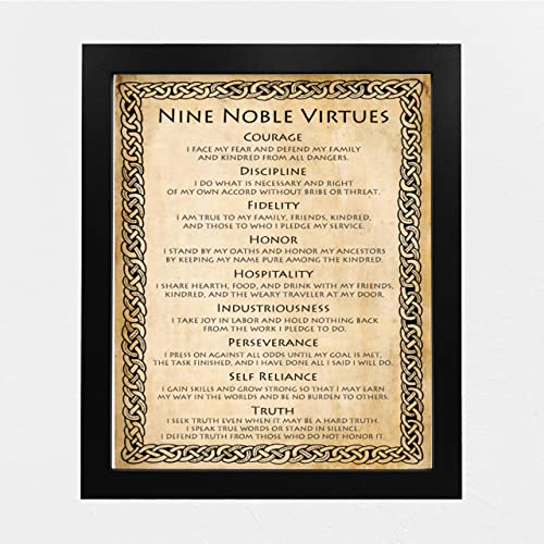 "9 Noble Virtues &amp; Affirmations-Courage-Discipline-Honor"-Wall Art-8 x 10"