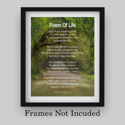 Poem Of Life Inspirational Christian Wall Art -8 x 10" Modern Typographic Poster Print-Ready to Frame. Spiritual Home-Office-Church Decor. Perfect Graduation Gift! Reminder-Life Is A Journey!