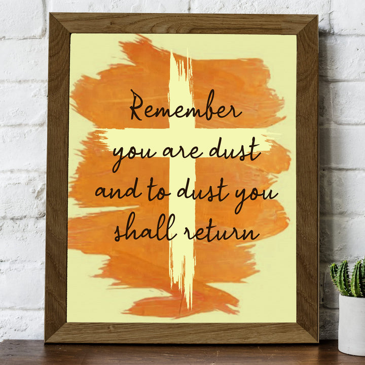 "You Are Dust &amp; To Dust You Shall Return"- Bible Verse Cross Wall Art -8 x 10" Christian Scripture Print -Ready to Frame. Home-Office-Church Decor. Genesis 3:19. Great Religious Gift of Faith!