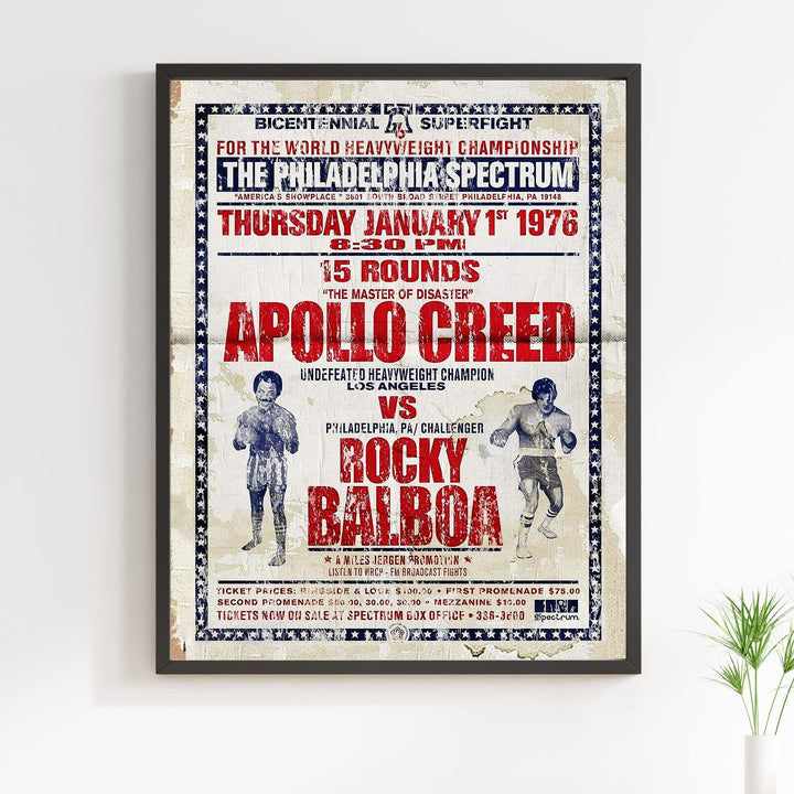 Apollo Creed vs Rocky Balboa Vintage Boxing Movie Wall Sign -11 x 14" Distressed Poster Print-Ready to Frame. Home-Office-Gym-Locker Room Decor. Perfect Gift for Fans! Printed on Photo Paper.