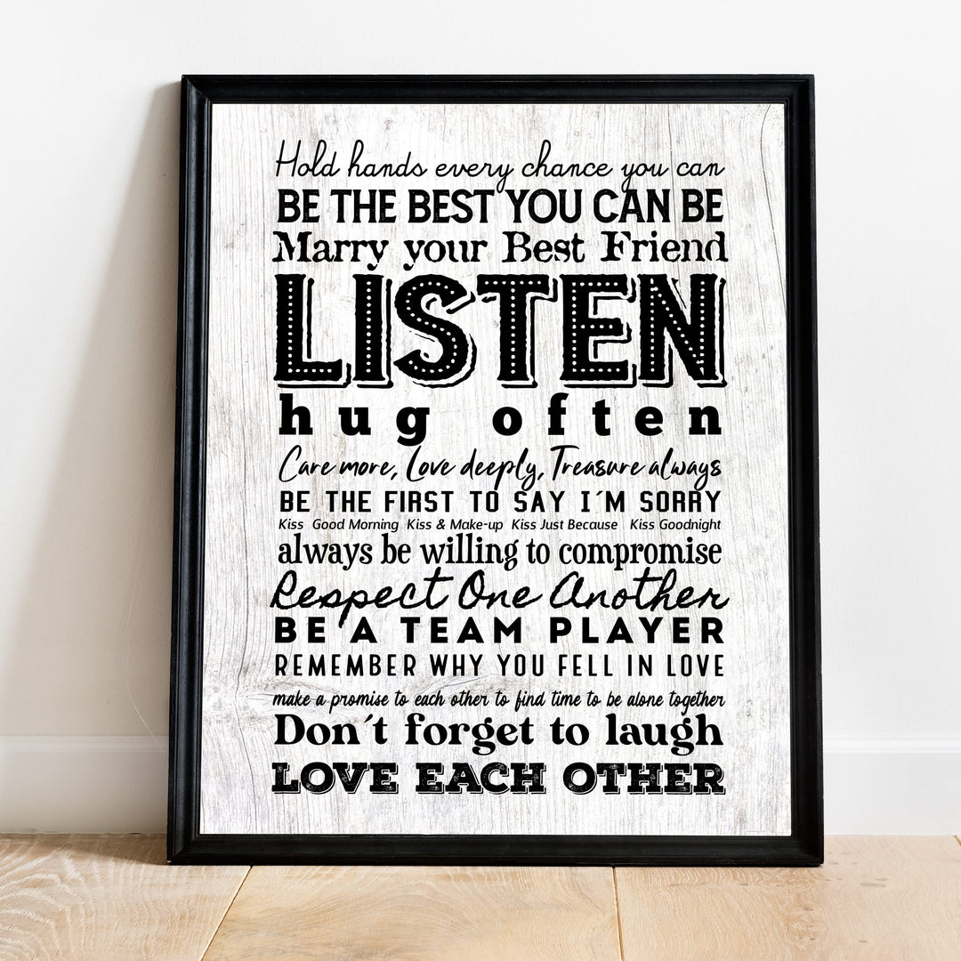 "Marry Your Best Friend" Love Quotes Wall Art Decor -11 x 14" Inspirational Marriage Poster Print-Ready to Frame. Romantic Wedding &amp; Anniversary Gift for Husband, Wife &amp; Newlyweds.
