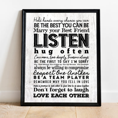 "Marry Your Best Friend" Love Quotes Wall Art Decor -11 x 14" Inspirational Marriage Poster Print-Ready to Frame. Romantic Wedding & Anniversary Gift for Husband, Wife & Newlyweds.