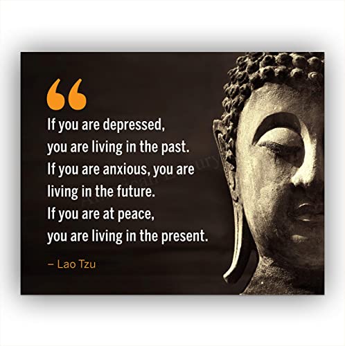 Lao Tzu Quotes-"If You Are at Peace-Living in the Present"- Inspirational Wall Art- 10 x 8"