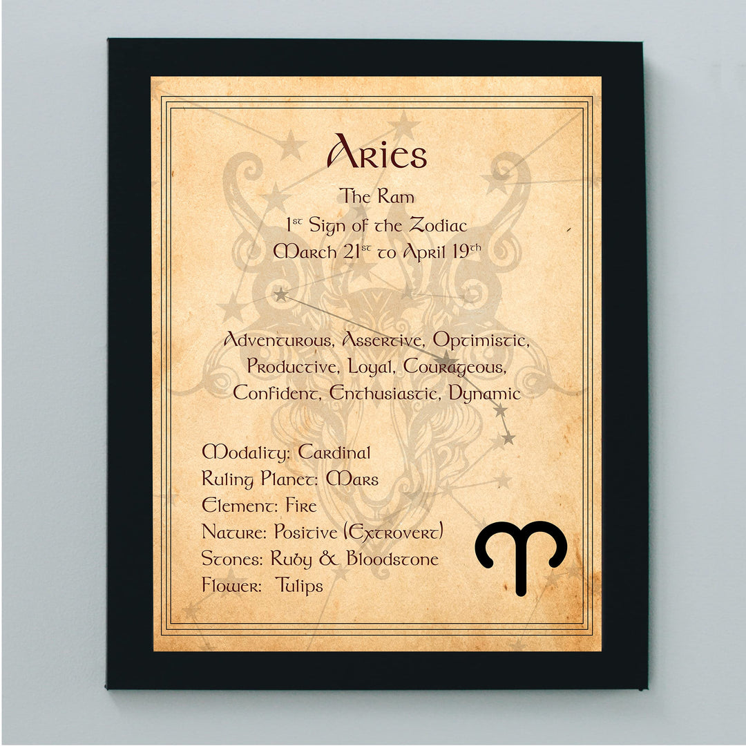 Aries-The Ram- Zodiac Sign Wall Art. 8 x 10" Print Wall Print-Ready to Frame. Constellation Design-Astrology Decor for Home-Office-Bedroom. Horoscope&
