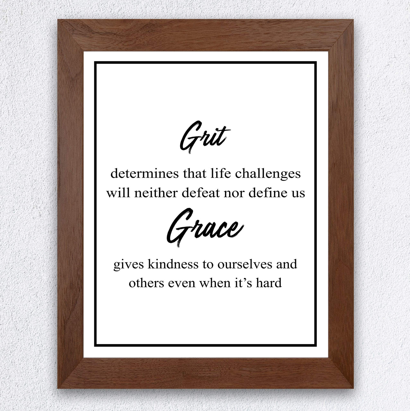 Grit-Life Challenges Neither Defeat Nor Define Us Motivational Quotes Wall Art -8 x 10" Modern Christian Poster Print-Ready to Frame. Positive Home-Office-Church-School Decor. Great Advice!