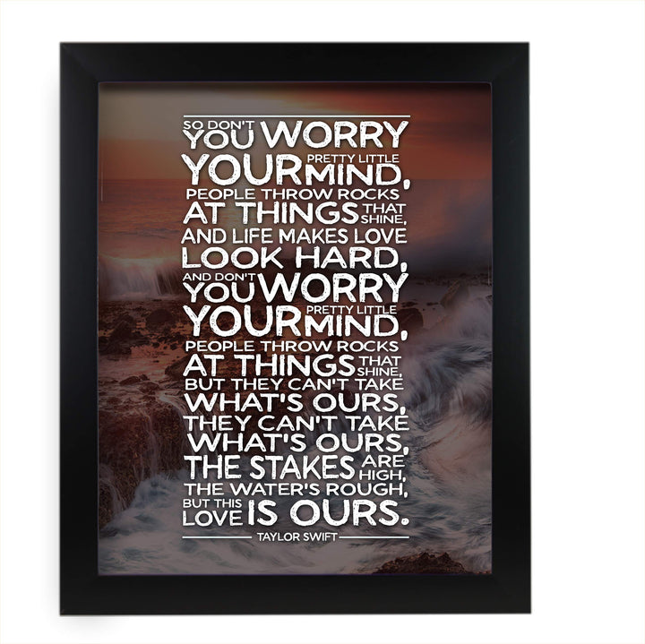 This Love Is Ours Song Lyric Wall Art -11 x 14" Pop Music Poster Print-Ready to Frame. Ocean Sunset Photo Print. Rustic Decor for Home-Office-Studio-Dorm. Great Gift for Taylor Swift Fans!