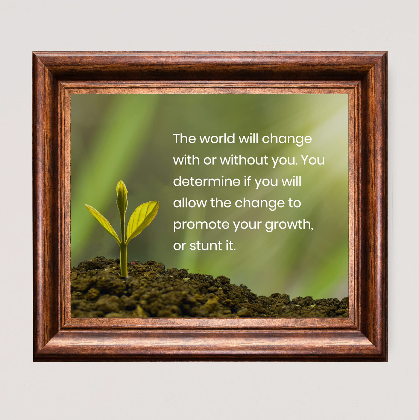 The World Will Change With or Without You Inspirational Quotes Wall Sign - 10 x 8" Motivational Plant Wall Art Print-Ready to Frame. Home-Office-School Decor. Great Advice for Positive Growth!