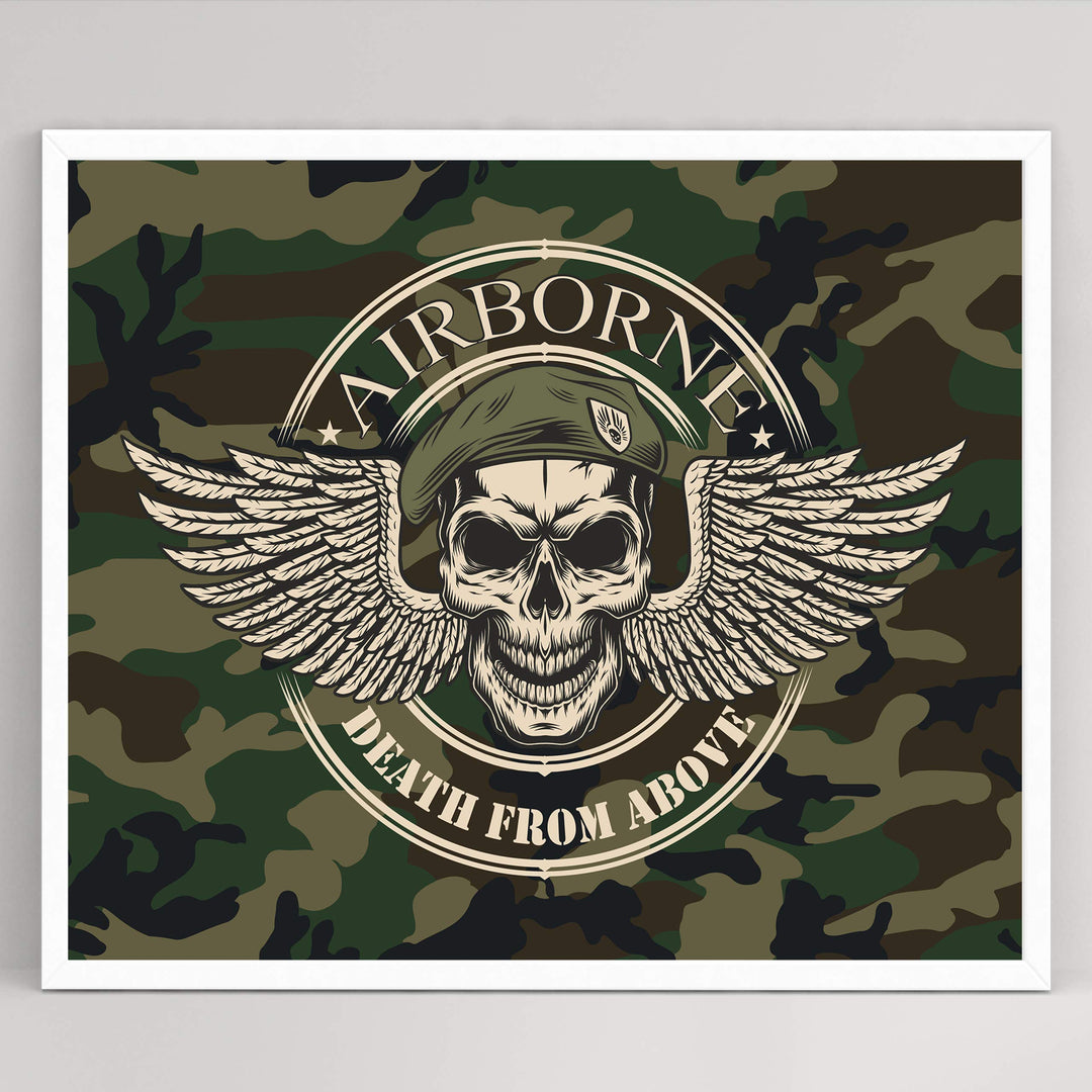 United States Army Airborne Logo"Death From Above"-10x8"-USA Military Wall Art Print-Ready to Frame. Patriotic Home-Office-School Decor. Great Gift for Soldiers-Veterans. Display Your Pride-Go Army!