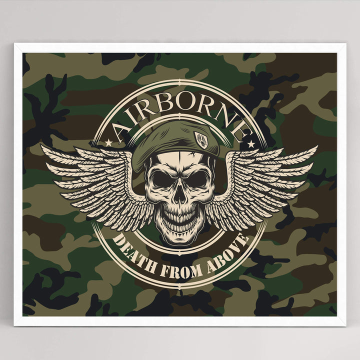 United States Army Airborne Logo"Death From Above"-10x8"-USA Military Wall Art Print-Ready to Frame. Patriotic Home-Office-School Decor. Great Gift for Soldiers-Veterans. Display Your Pride-Go Army!
