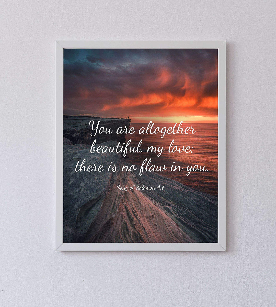 You Are Altogether Beautiful- Song of Solomon 4:7- Bible Verse Wall Print-8x10"- Sunset Scripture Wall Art-Ready to Frame. Home-Office-Bedroom Decor. Great Christian Gift for Ladies-Young &amp; Old.