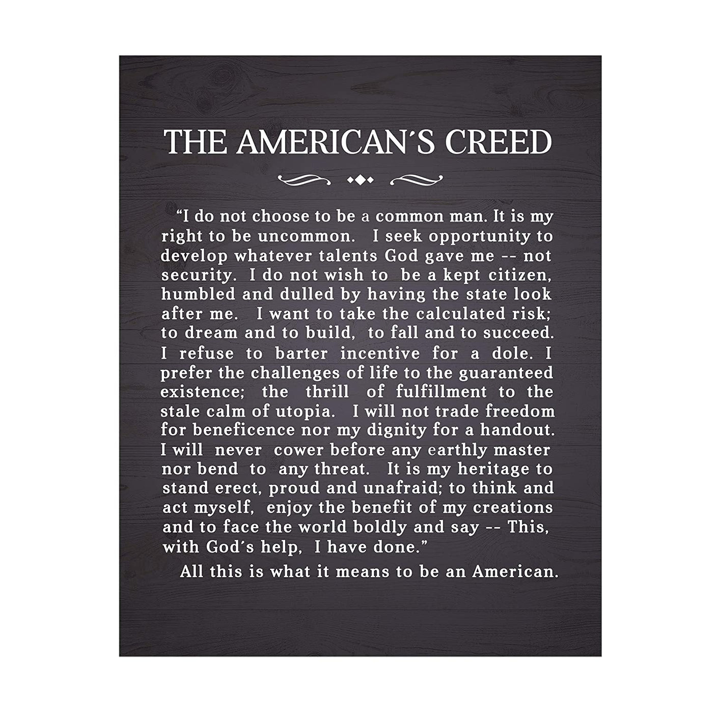 "The American's Creed"-Patriotic American Wall Art -11 x 14"