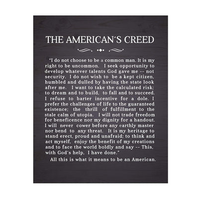 "The American's Creed"-Patriotic American Wall Art -11 x 14"