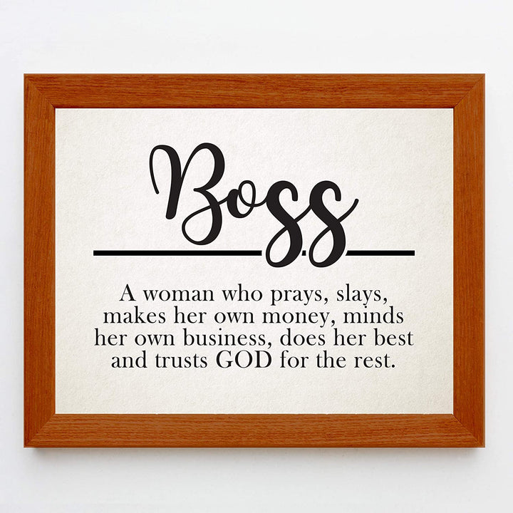 "Boss-Woman Who Prays, Slays, Trusts God"-Inspirational Wall Sign-10 x 8"