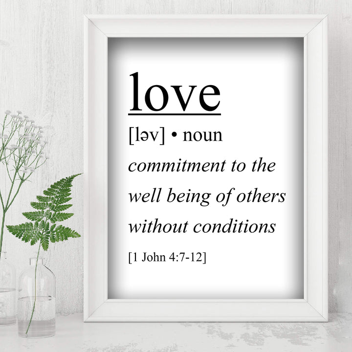 Love-Commitment to the Well Being of Others-1 John 4:7-12 -Bible Verse Wall Art Sign-8 x 10" Scripture Poster Print-Ready to Frame. Religious Home-Office-Church Decor. Perfect Christian Gift!