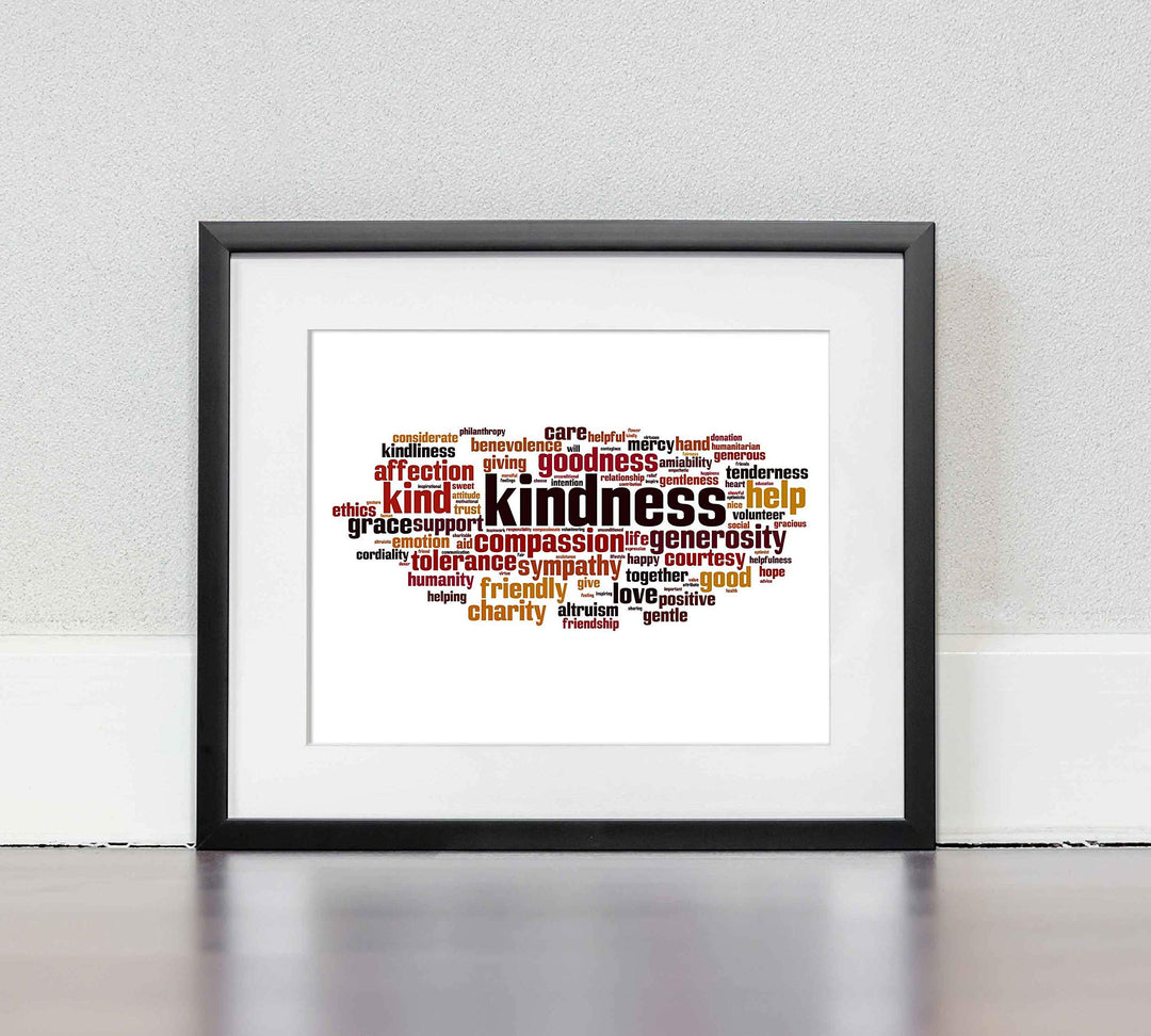 ?Words of Kindness?-Inspirational Word Art Sign- 10 x 8" Motivational Typographic Poster Print-Ready to Frame. Modern Home-Office-Classroom Decor. Perfect Teacher Gift &amp; Reminder-Kindness Matters!