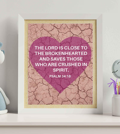 The Lord Saves Those Crushed in Spirit Psalm 34:18 Bible Verse Wall Art-8x10" -Modern Typographic Design. Scripture Print-Ready to Frame. Home-Office-Church D?cor. Wonderful Gift to Inspire Faith!