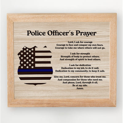 Police Officer's Prayer Rustic Inspirational Wall Art-10x8" Motivational Thin Blue Line Print-Ready to Frame. Home-Office-Garage-Cave Decor. Great Gift for Law Enforcement! Printed on Photo Paper.