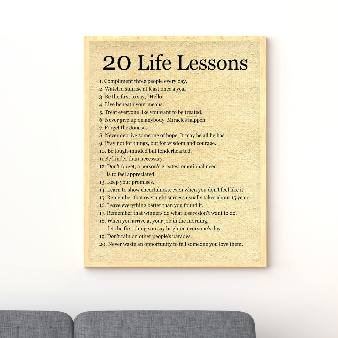 20 Life Lessons- Inspirational Quotes Wall Art Sign - 11 x 14" Modern Decor Typography Print -Ready to Frame. Motivational Home-Office-Bedroom-Wedding Table Decor. Great Life Lessons!