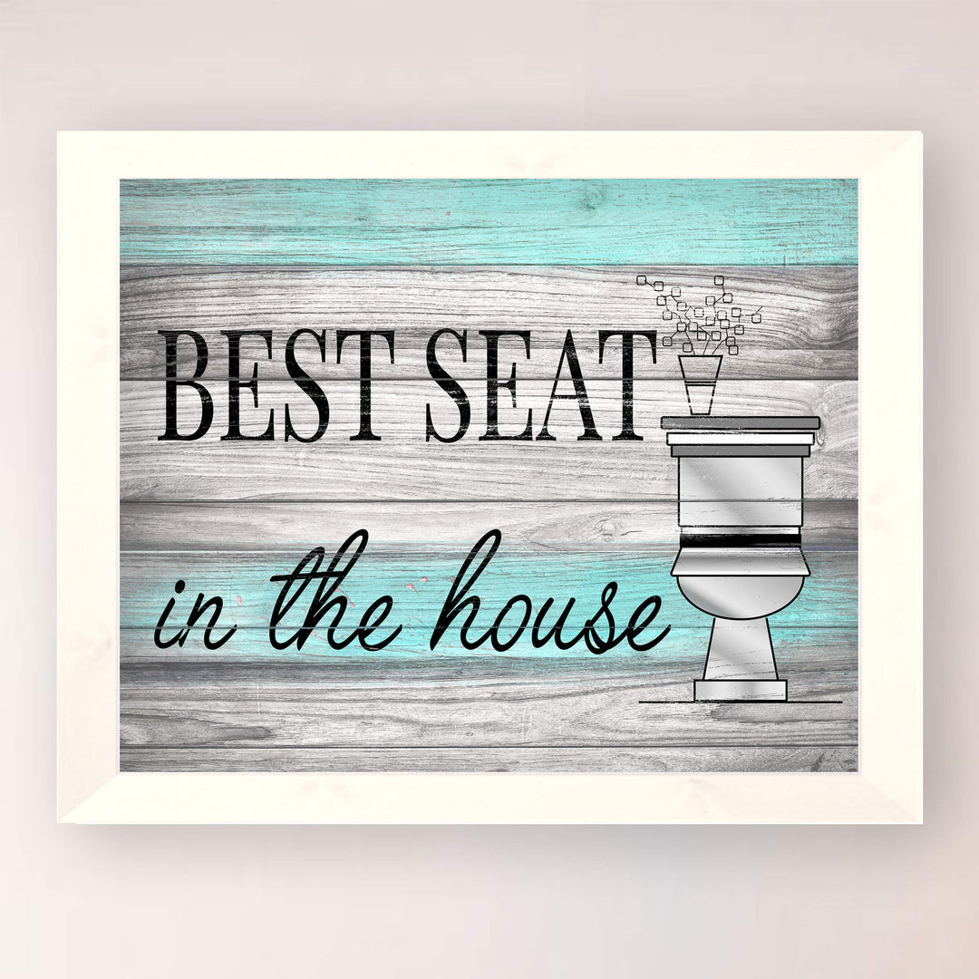 Best Seat in the House Funny Bathroom Wall Art-10 x 8" Rustic Typographic Print-Ready to Frame. Humorous Home-Guest Bathroom-Farmhouse-Beach Decor. Perfect for the Restroom! Printed on Photo Paper.