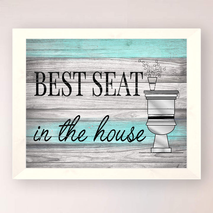 Best Seat in the House Funny Bathroom Wall Art-10 x 8" Rustic Typographic Print-Ready to Frame. Humorous Home-Guest Bathroom-Farmhouse-Beach Decor. Perfect for the Restroom! Printed on Photo Paper.