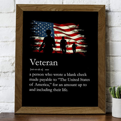 "Definition of a United States Veteran"-American Military Wall Art -8 x 10"