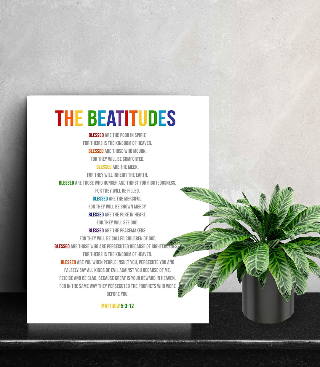 The Beatitudes-Blessed Are the Pure in Heart-Matthew 5:3-12-Bible Verse Wall Art-11x14" Scripture Wall Sign-Ready to Frame. Inspirational Christian Poster Print for Home-Office-Church-School Decor!