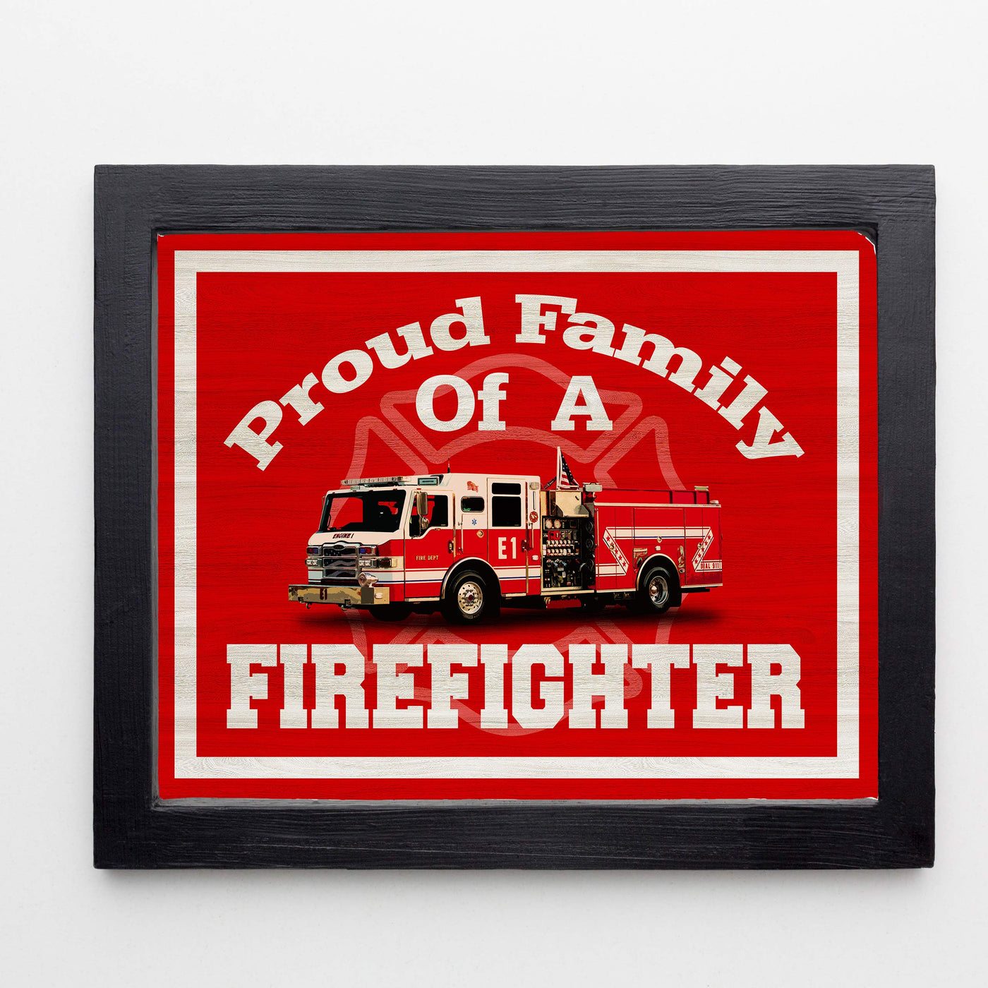 Proud Family Of A Firefighter Rustic Fire Department Wall Art-14 x11" Wall Decor Prints-Ready to Frame. Home-Office Decor. Perfect for Man Cave-Bar-Garage-Fire Stations! Great Gift for All Firemen!