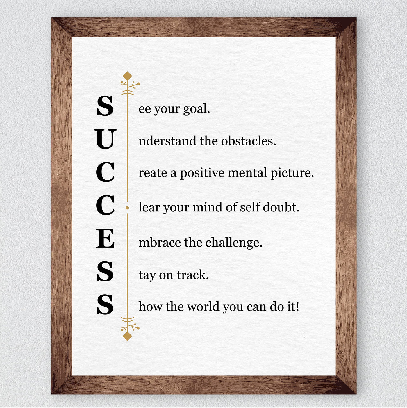 "Success -See Your Goal"-Motivational Quotes Wall Art Sign -11 x 14" Modern Typographic Picture Print -Ready to Frame. Inspirational Home-Office-Classroom-Work Decor. Great Gift of Motivation!
